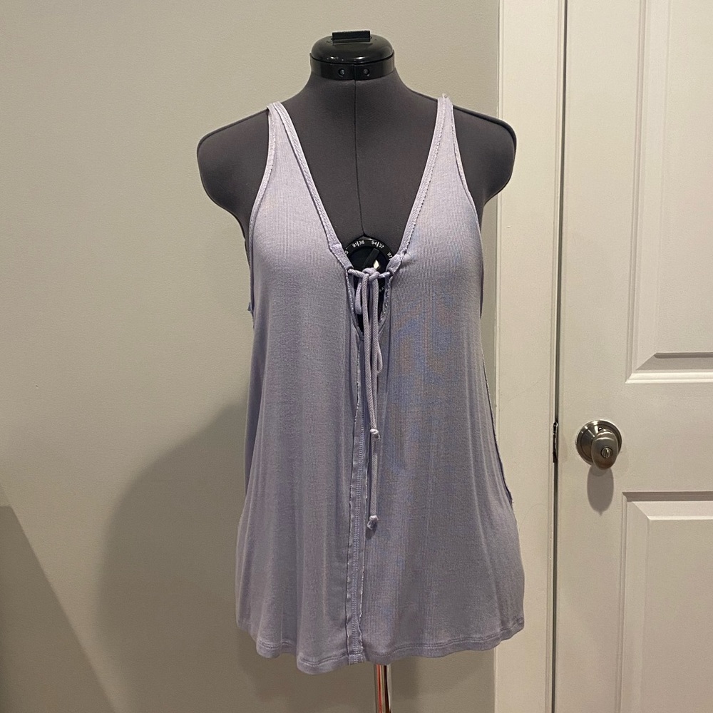 We the Free Lilac Tank Top with Tie at Front and Twisted Straps
